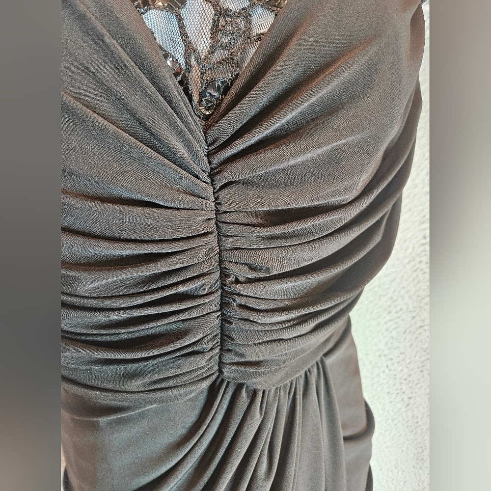 Tadashi Shoji Womens Formal Ruched Jersey Illusion Bodice Sheath Dress Sz M - Picture 6 of 14